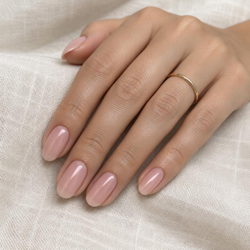Après : gainage et finition nude rosée brillante